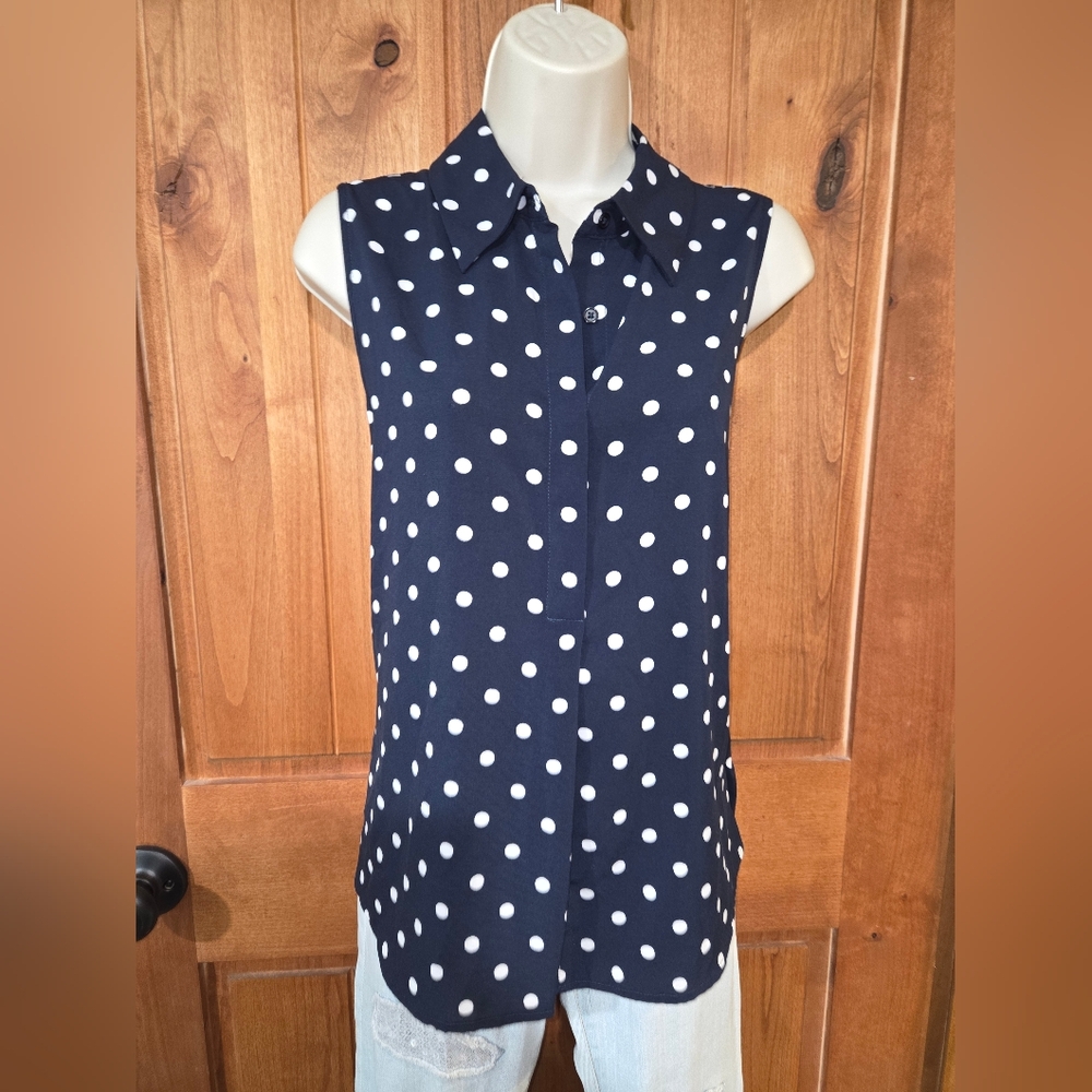 Tommy Hilfiger Navy Polka Dot‎ Sleeveless Top